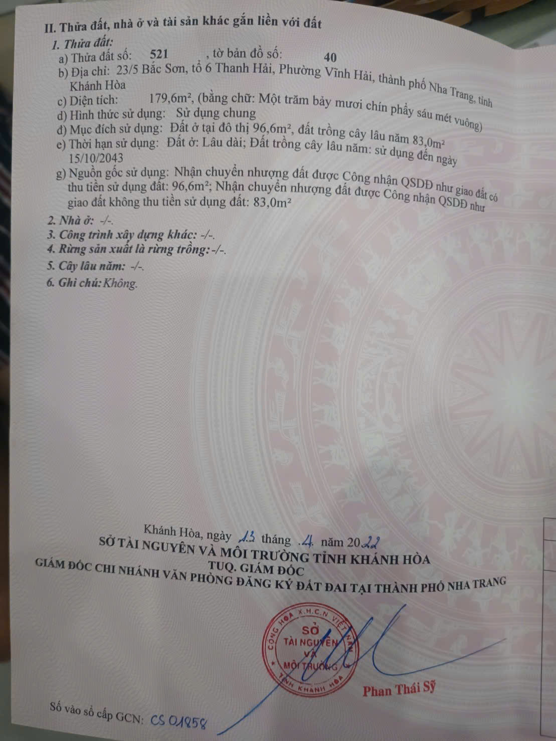  Bán đất hẻm Bắc Sơn, phường Vĩnh Hải Nha Trang,Diện tích: 179m²  bán: 6,2 tỷ  lh e Nhật 