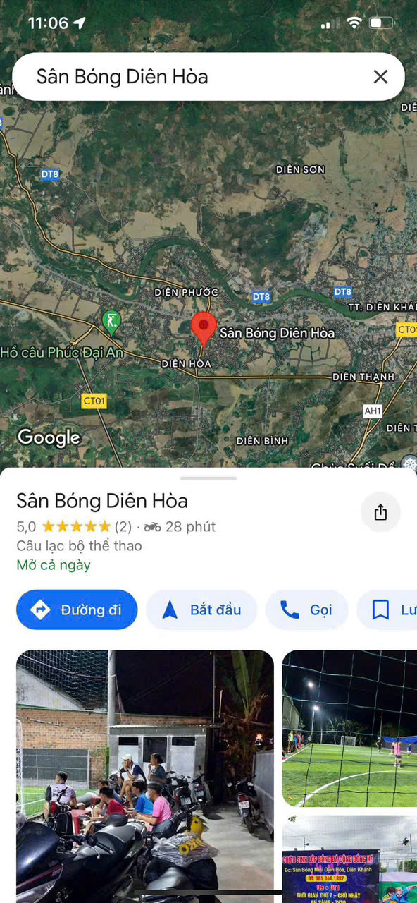  Bán đất diên hoà , Nha Trang 
Diện tích 666m ngang 16m 
Đường hiện trạng ô tô , đang kinh doanh sân bóng 
Pháp lý sổ hồng 
Giá bán 5,5 tỷ 