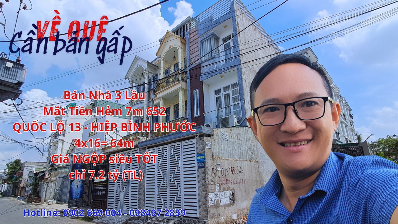  Bán Nhà 3 Lầu Mặt Tiền Hẻm 652 Quốc Lộ 13 Hiệp Bình Phước Thành Phố Thủ Đức 