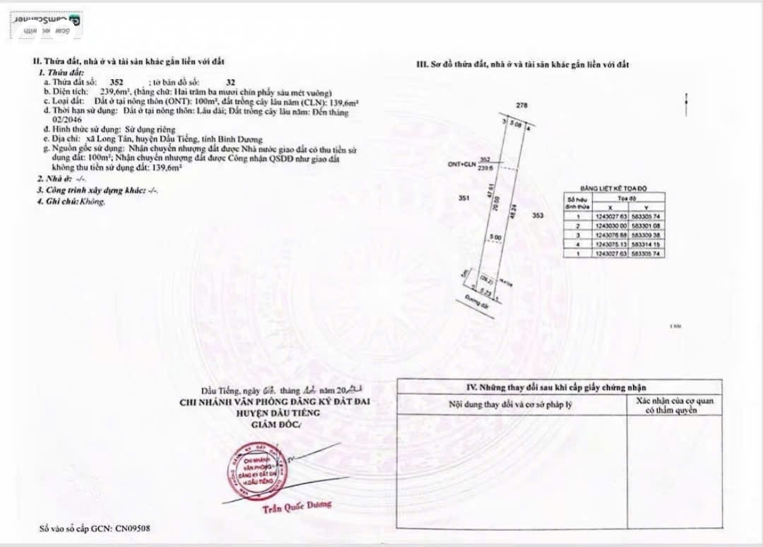 ???? CẦN BÁN GẤP ĐẤT LONG TÂN – DẦU TIẾNG, BÌNH DƯƠNG 
