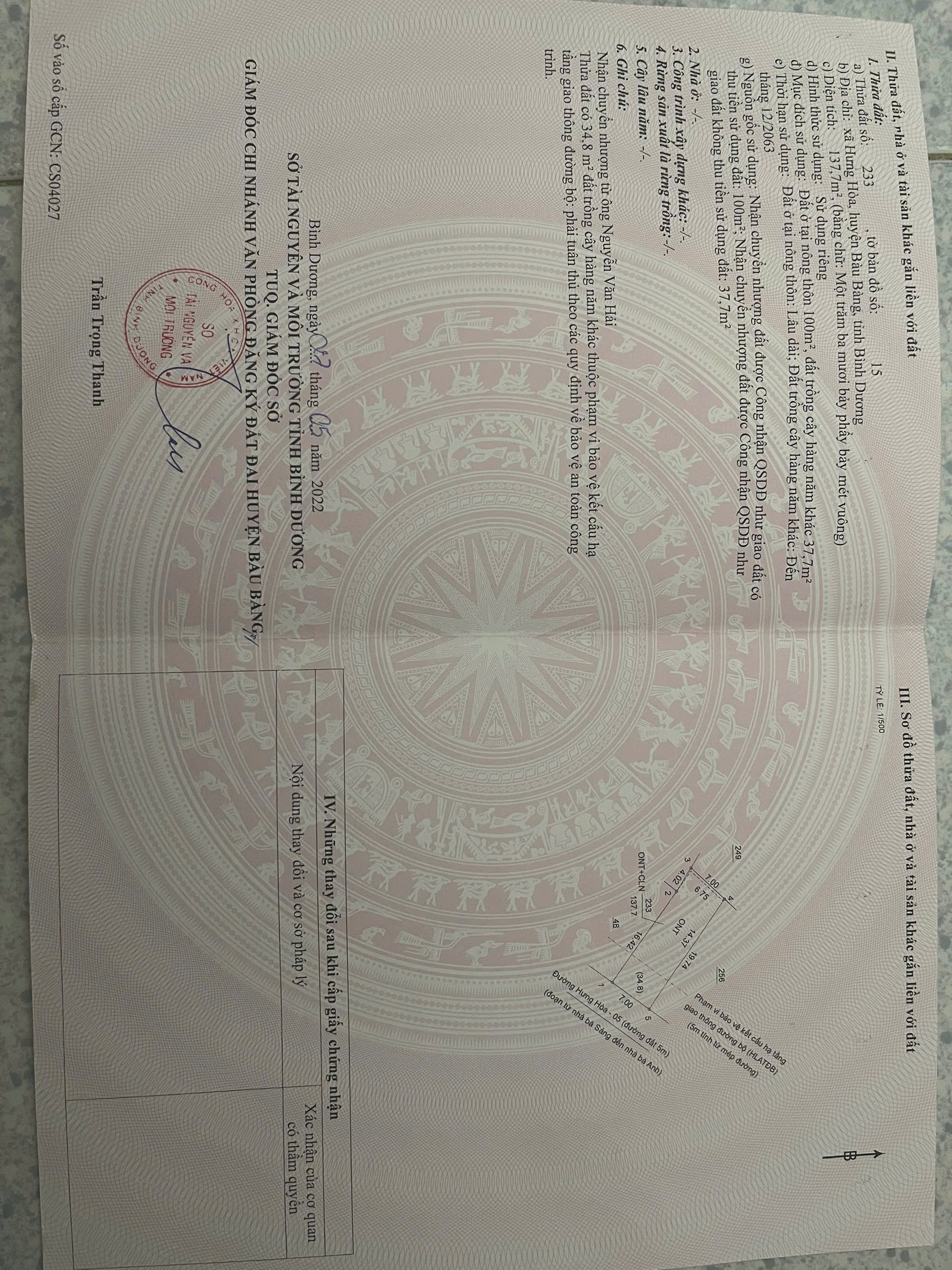  ĐẤT BÀU BÀNG - CẦN BÁN GẤP - NGAY CÂY TRƯỜNG 2 - 1.45TỶ 