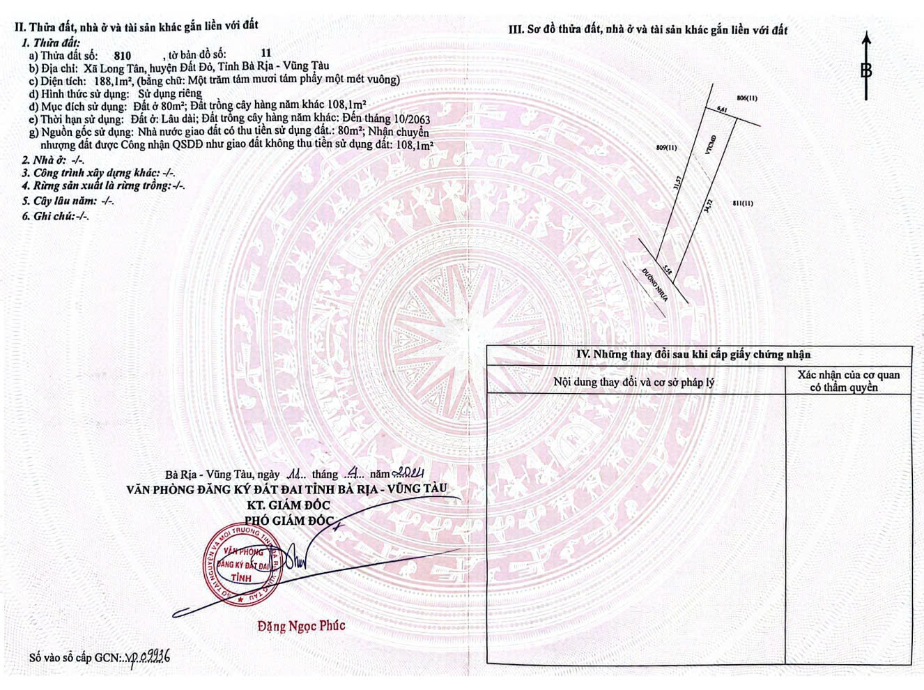  CHÍNH CHỦ CẦN BÁN -188m2 mặt tiền đường nhựa ( 80m2 thổ cư) nở hậu 