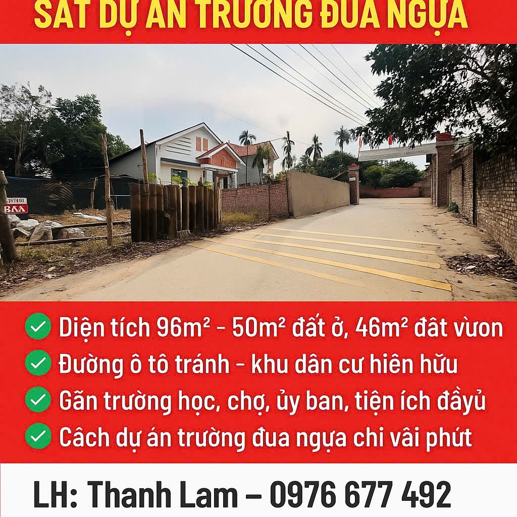  LÔ ĐẤT VÀNG SÁT DỰ ÁN TỶ ĐÔ- MUA NGAY KẺO LỠ 96M XUÂN DỤC-TÂN MINH. 