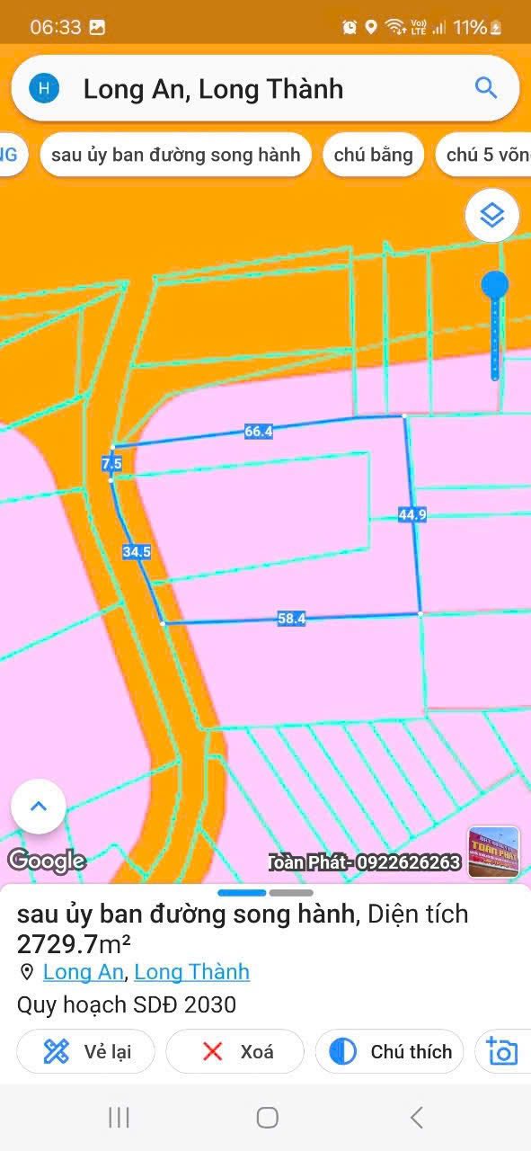  ???? BÁN ĐẤT LỚN 2.729,7M² – KHU DÂN CƯ LONG AN, LONG THÀNH – GIÁ CHỈ 7 TRIỆU/M² ???? 