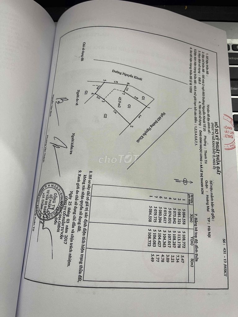  CHÍNH CHỦ CẦN TIỀN BÁN GẤP NHÀ MẶT PHỐ ĐƯỜNG NGUYỄN KHOÁI, HOÀNG MAI 