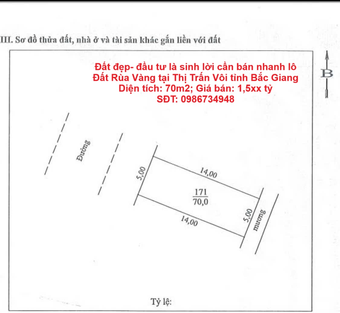  Đất đẹp- đầu tư là sinh lời cần bán nhanh lô Đất Rùa Vàng tại Thị Trấn Vôi tỉnh Bắc Giang 