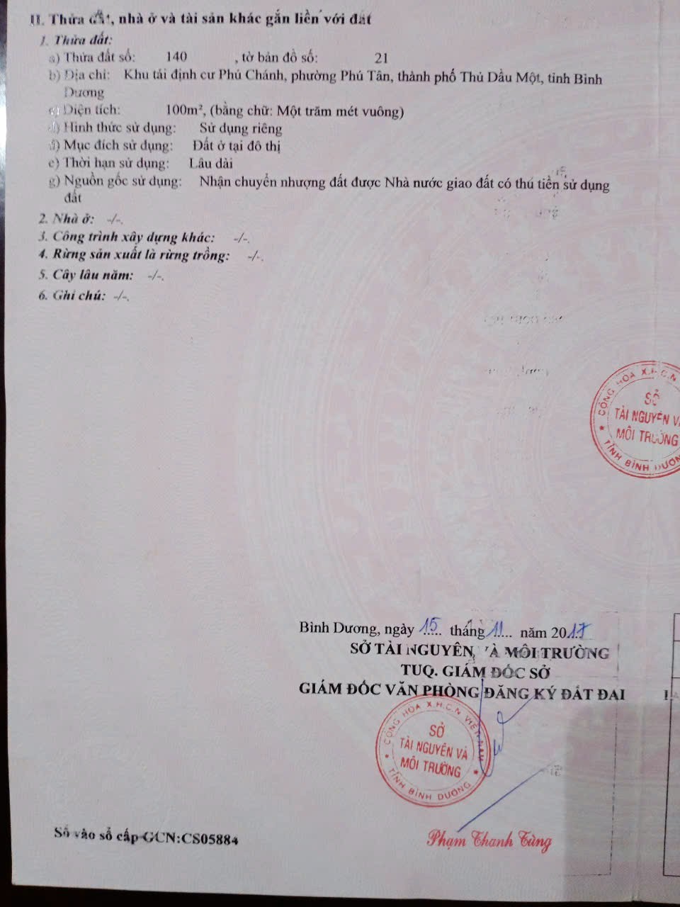  ĐẤT ĐẸP - GIÁ TỐT - Bán Đất Khu TĐC Phú Chánh, P Phú Tân, TDM, BD nay là P Bình Dương, Tp.HCM 