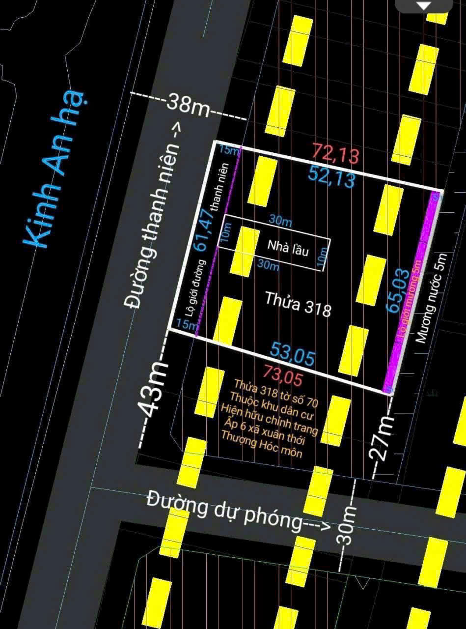  BÁN ĐẤT MẶT TIỀN ĐƯỜNG THANH NIÊN – BÀ ĐIỂM, HÓC MÔN – NGANG KHỦNG 61M 