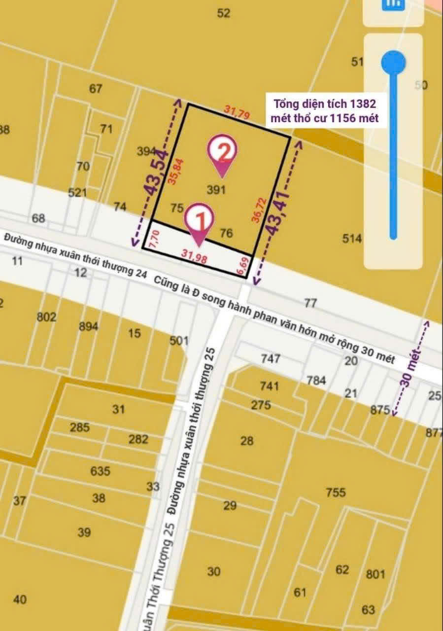  SIÊU PHẨM 1.382M ĐẤT 2 MẶT TIỀN NHỰA – TRUNG TÂM BÀ ĐIỂM – HÓC MÔN 