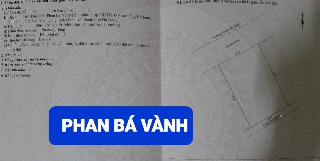  Bán đất đường Phan Bá Vành, Sơn Trà, Đà Nẵng 