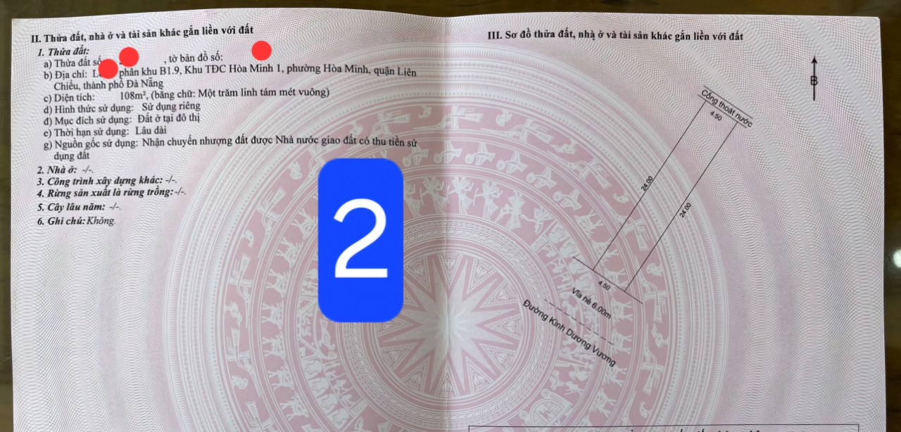  Cần bán 1 cặp đất mặt tiền đường Kinh Dương Vương- Phường Hòa Minh 