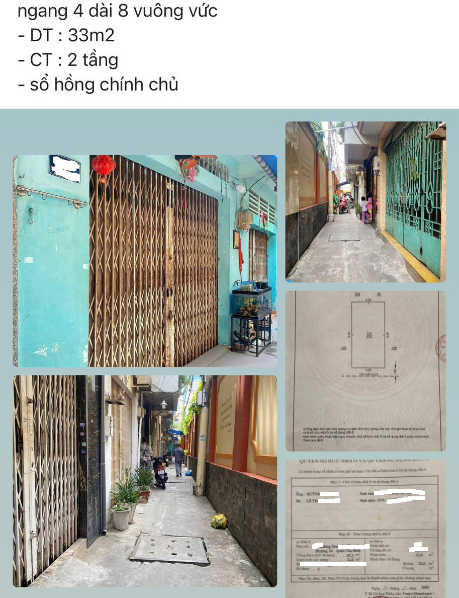  Nhà Đẹp 2 tầng 33m2 có 3,650 tỷ Bùi Thế Mỹ Tân Bình Hồ Chí Minh 