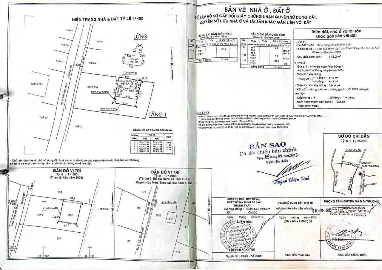  BÁN BIỆT THỰ + 10 PHÒNG TRỌ – HÓC MÔN – GẦN CHỢ CHỮ S – FULL THỔ CƯ 