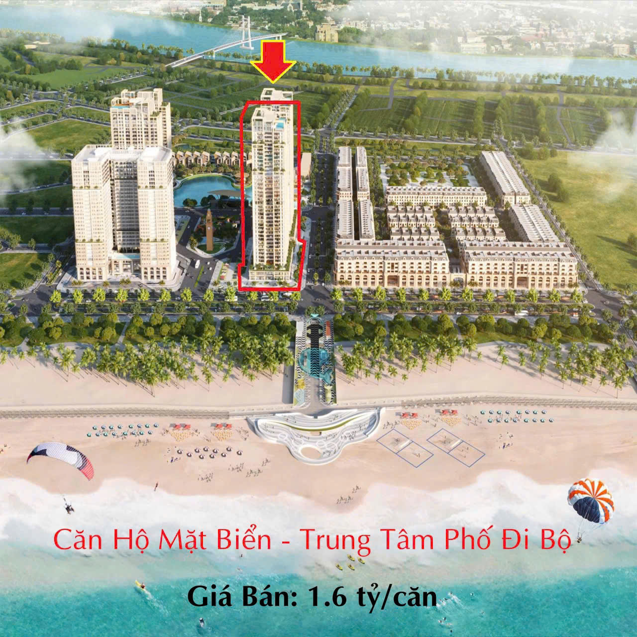  Căn hộ cao cấp mặt biển Bảo Ninh, TP Đồng Hới, 1 bước chạm biển, Giá chỉ từ 1.5 tỷ, sổ đỏ lâu dài 