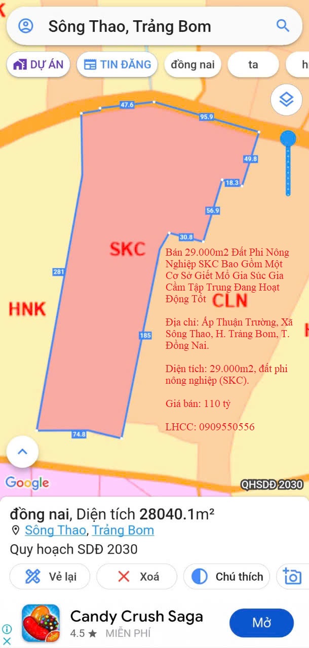  Bán 29000m2 Đất Phi Nông Nghiệp SKC Gồm Một Cơ Sở Giết Mổ Gia Súc Gia Cầm Tập Trung Đang Hoạt Động Tốt 