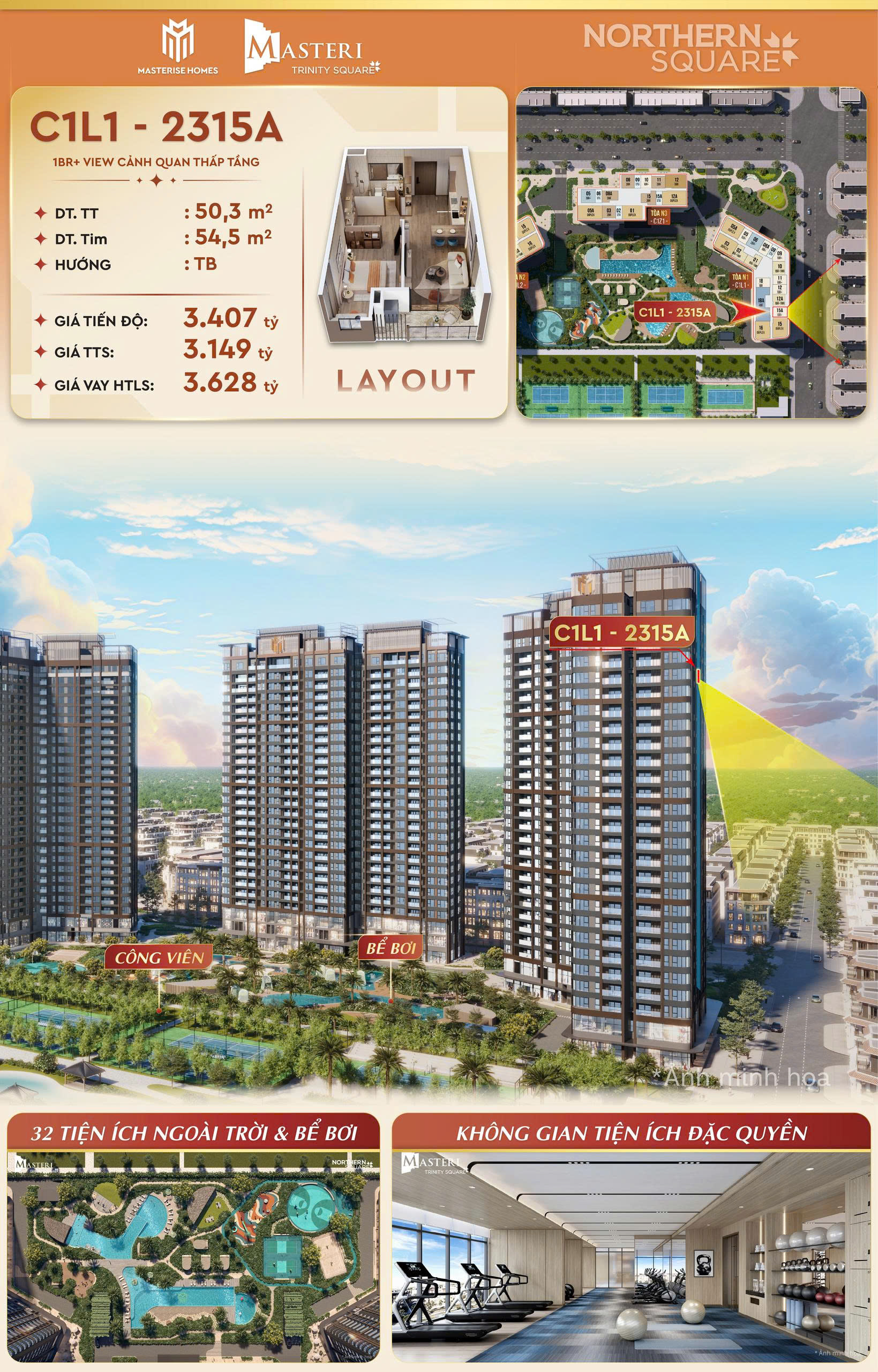  NHỮNG CĂN 1N+ CUỐI CÙNG – TRINITY SQUARE ????
✨ Căn 1N+ : C1L1-23-15A
TẦNG CAO – VIEW PHÁO HOA CỰC ĐỈNH – CHỐT NGAY HÔM NAY! ✨ 