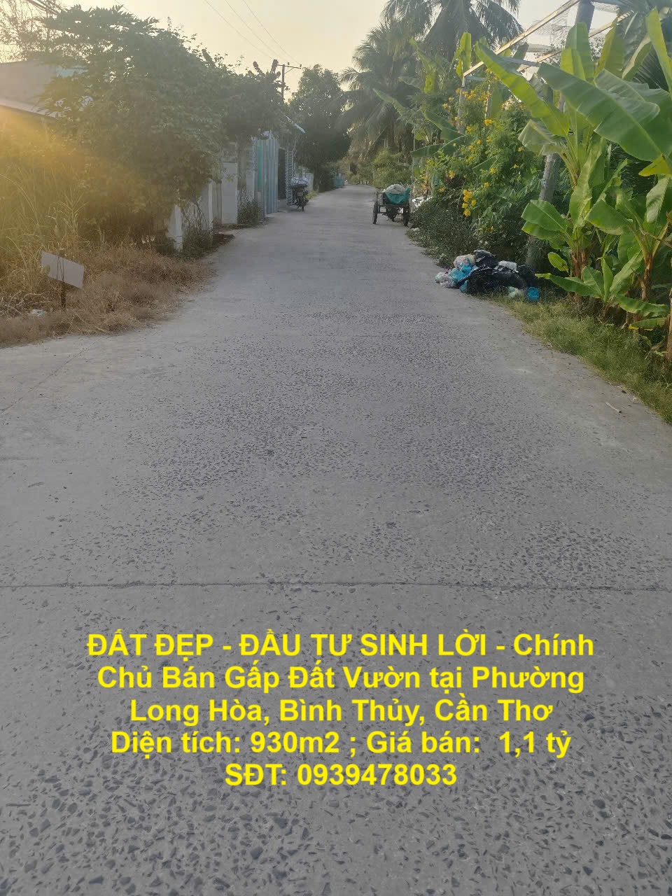  ĐẤT ĐẸP - ĐẦU TƯ SINH LỜI - Chính Chủ Bán Gấp Đất Vườn tại Phường Long Hòa, Bình Thủy, Cần Thơ 