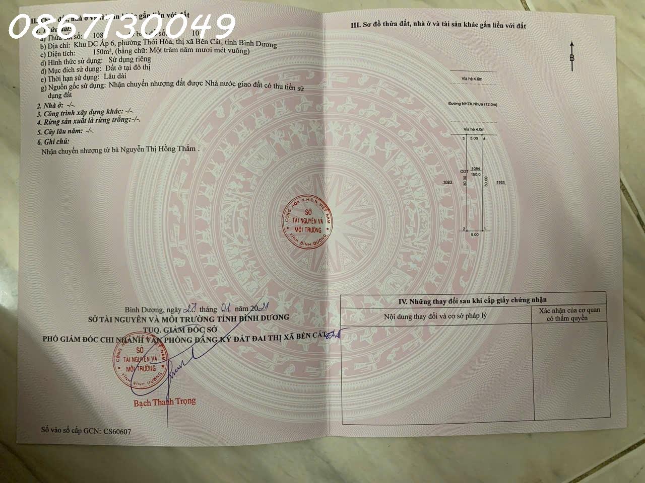  CHỦ CẦN VỐN ĐẦU TƯ BÁN NHANH LÔ ĐỊA THẾ ĐẸP TẠI KDT MỸ PHƯỚC 3, BẾN CÁT, BÌNH DƯƠNG !!! 