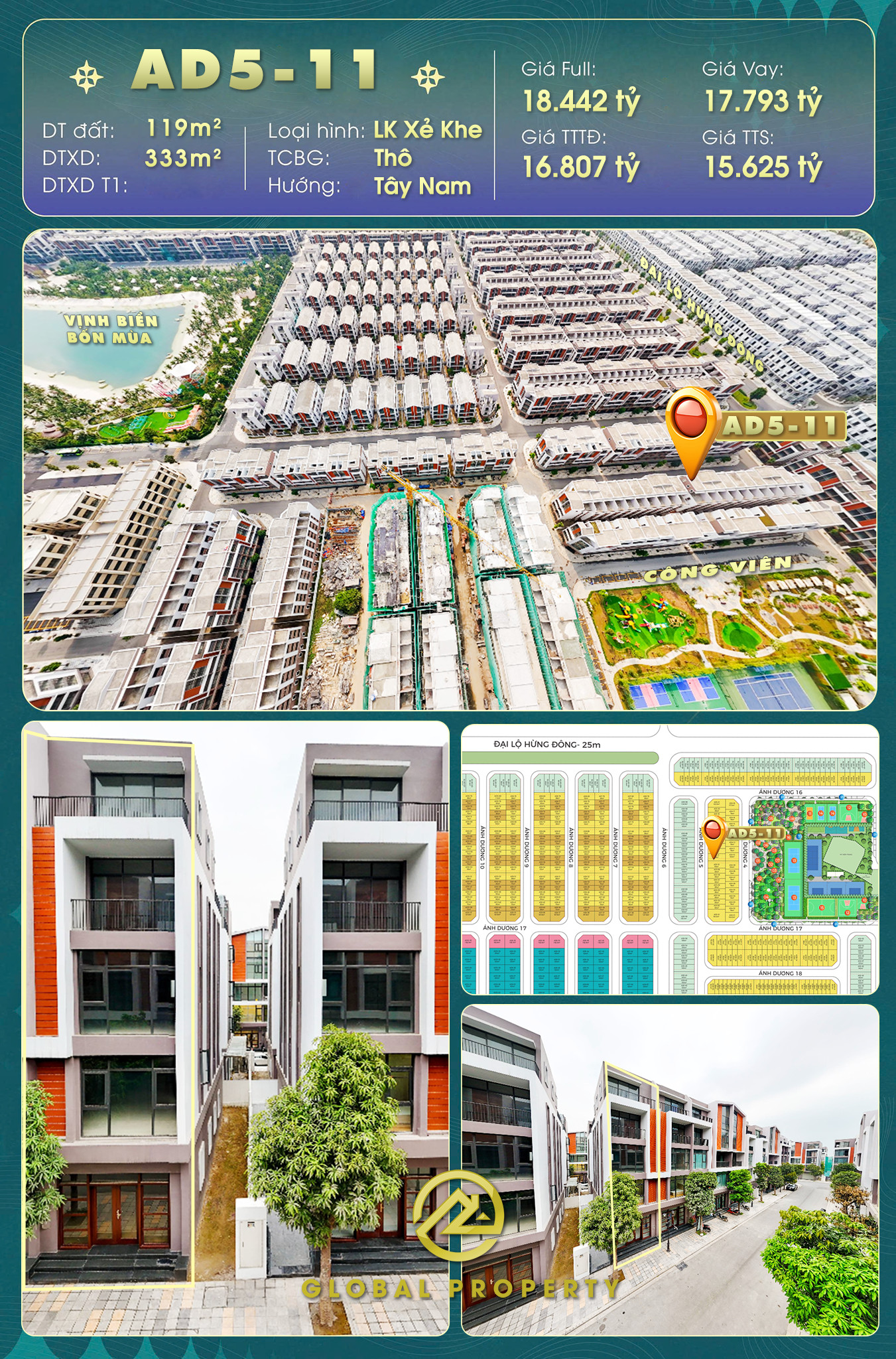  Liền kề Ánh Dương 5 xẻ khe Vinhomes Ocean Park 3 