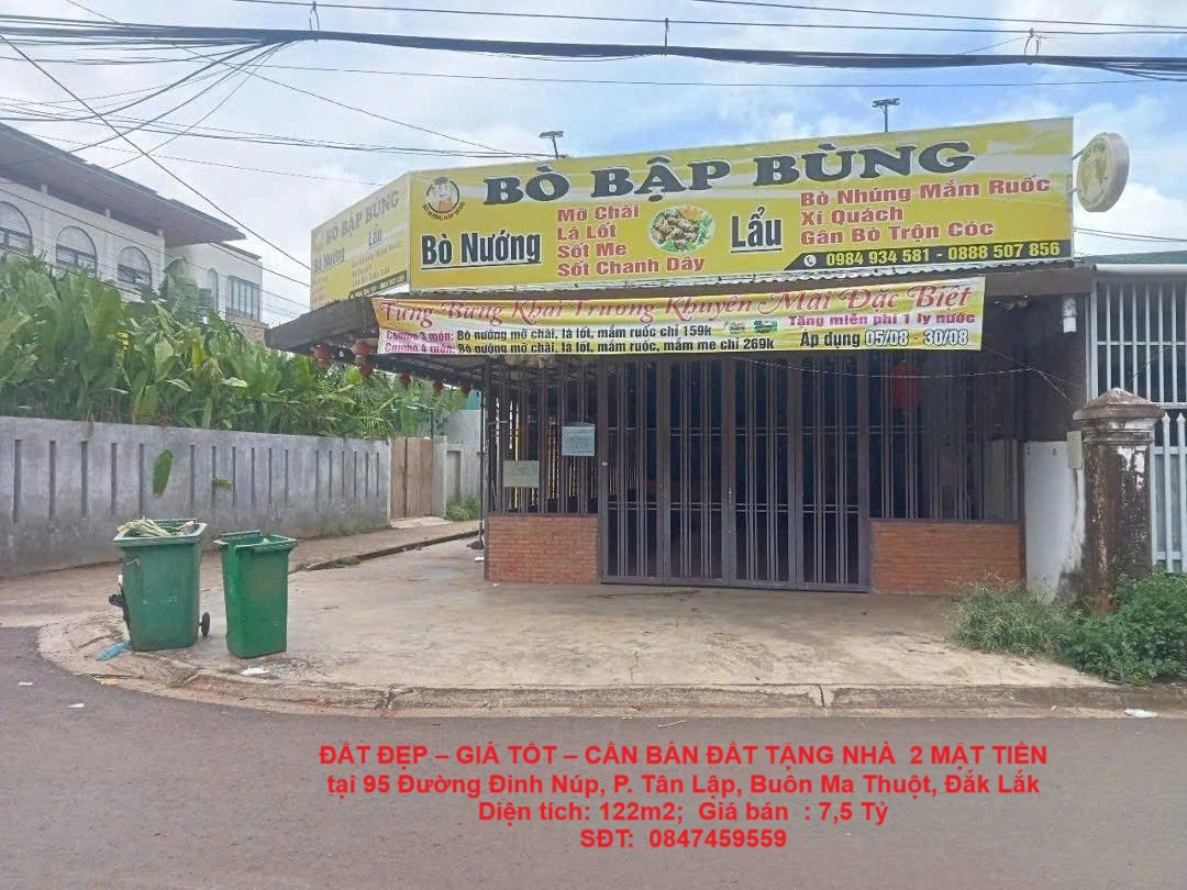  ĐẤT ĐẸP – GIÁ TỐT – CẦN BÁN ĐẤT TẶNG NHÀ  2 MẶT TIỀN  tại Phường Tân Lập, Buôn Ma Thuột, Đắk Lắk 