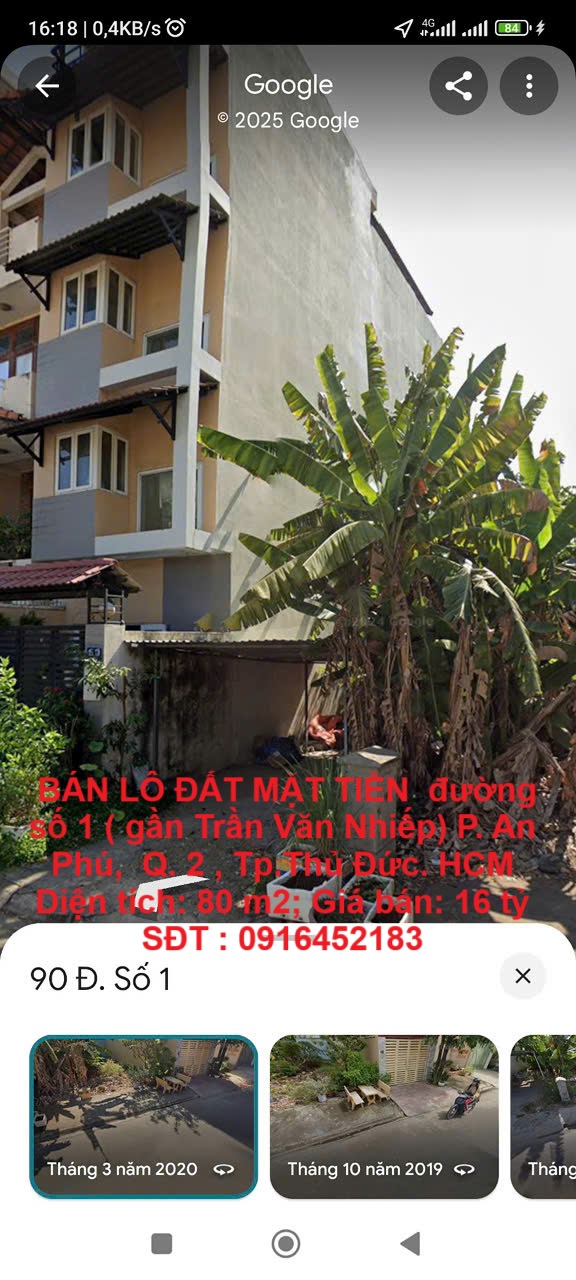  HOT HOT - CẦN BÁN LÔ ĐẤT MẶT TIỀN  đường số 1 ( gần Trần Văn Nhiếp) P. An Phú,  Q. 2 , Tp.Thủ Đức. HCM 