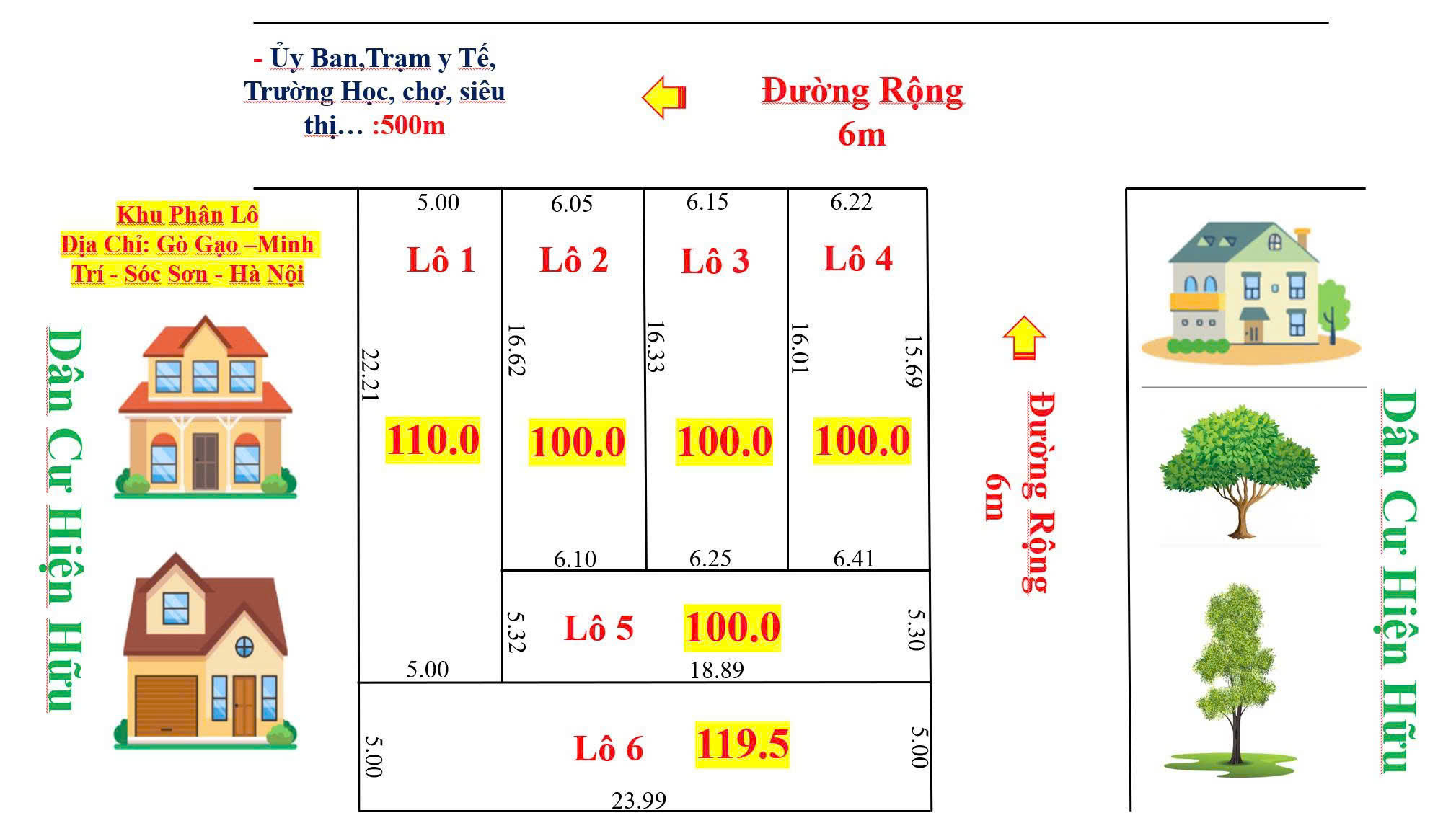  Chuyển Nhượng 6 Lô Đất F0 tại Minh Trí, Sóc Sơn, Hà Nội. 