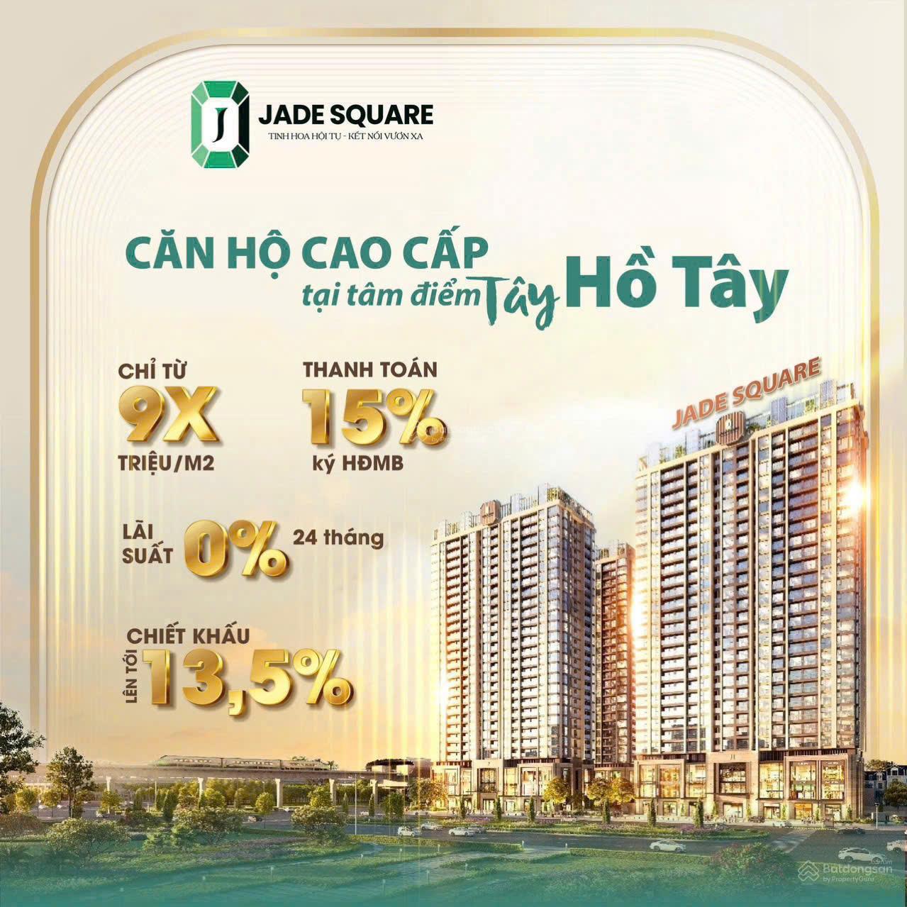  QUỸ NGOẠI GIAO JADE SQUARE - PHẠM VĂN ĐỒNG, GIÁ TỪ 9xTR/M, HTLS 24 THÁNG, KÍ HĐMB CHỈ 1,1 TỶ 