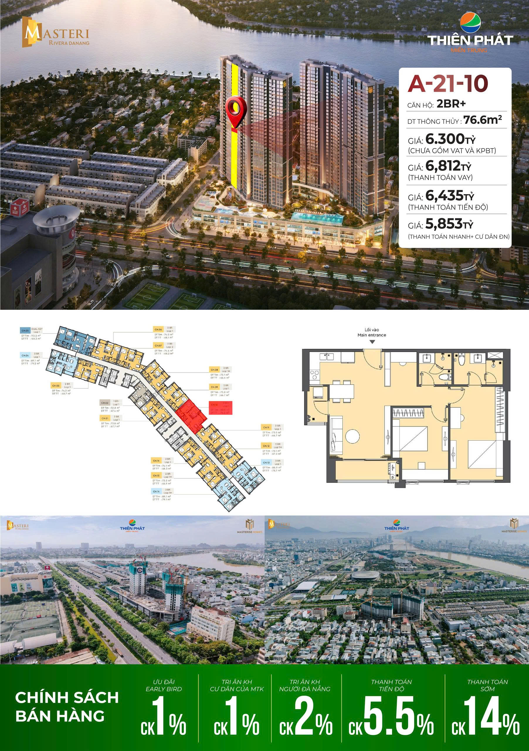  ???? CĂN HỘ VIEW PHÁO HOA – 2 PHÒNG NGỦ CỘNG – MASTERI ĐÀ NẴNG ???? 