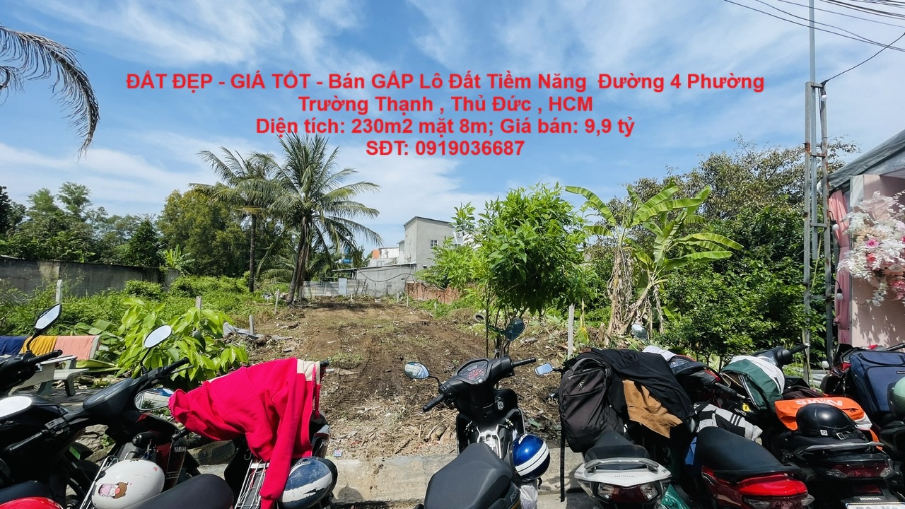  ĐẤT ĐẸP - GIÁ TỐT - Bán GẤP Lô Đất Tiềm Năng  Đường 4 Phường Trường Thạnh , Thủ Đức , HCM 