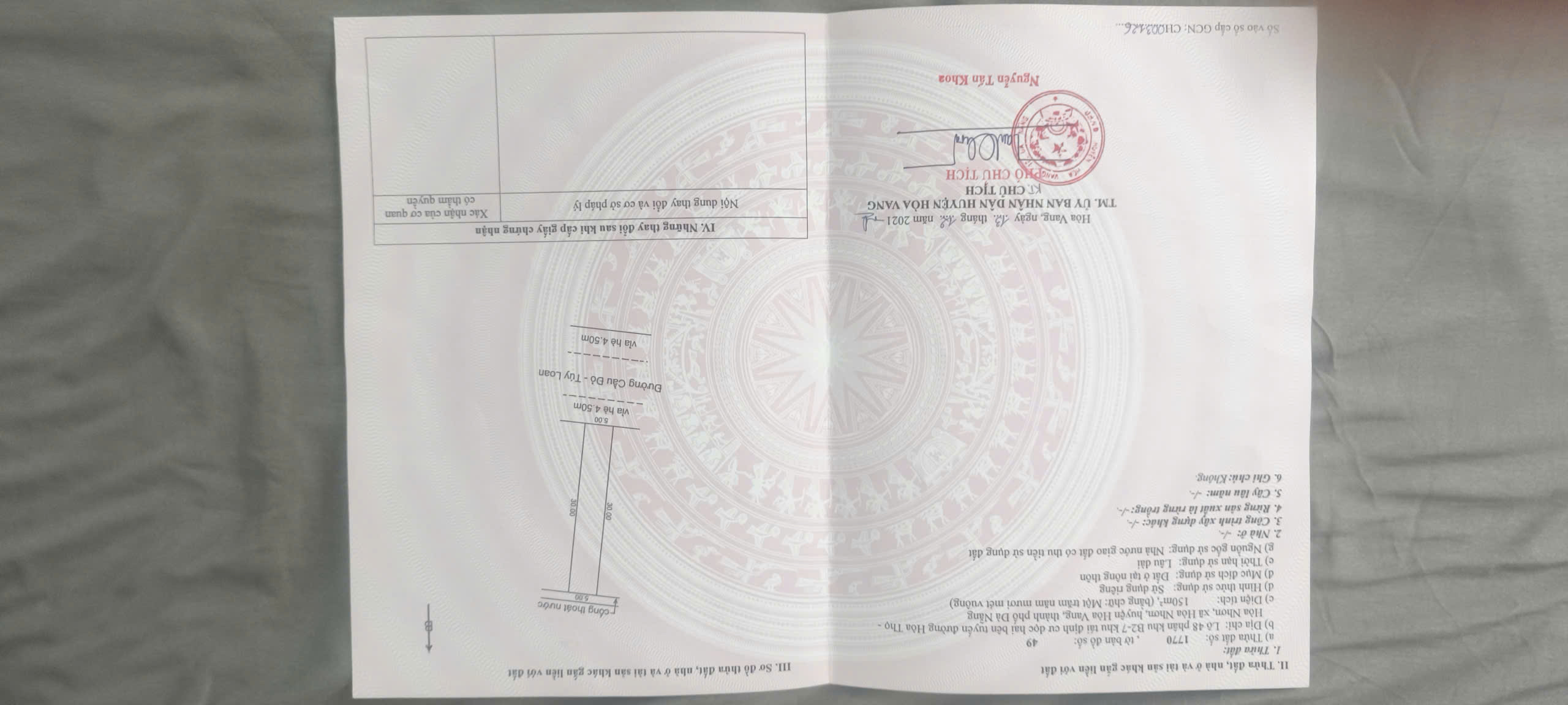  BÁN ĐẤT ĐƯỜNG CẦU ĐỎ TÚY LOAN Hòa Nhơn, Hòa Vang, Đà Nẵng 
