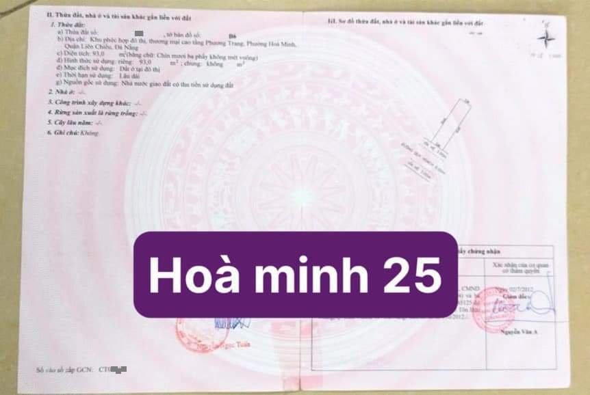  ????????Bán đất đường Hòa Minh 25 - Trục thông Nguyễn Sinh Sắc 