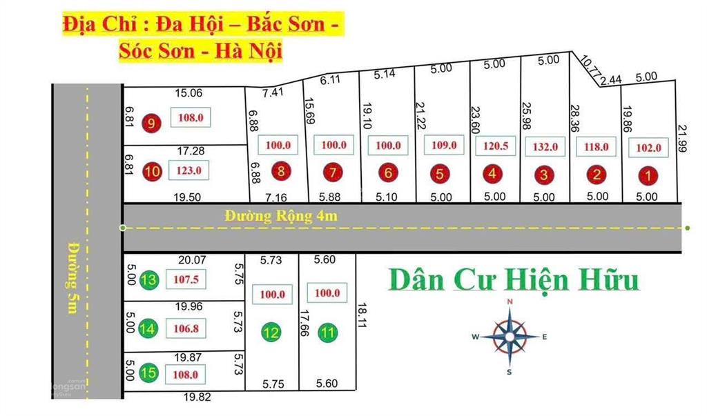  Chỉ  680 Triệu/ Lô Đất Sổ Đỏ, Full Thổ Cư  tại Sóc Sơn, Hà Nội 