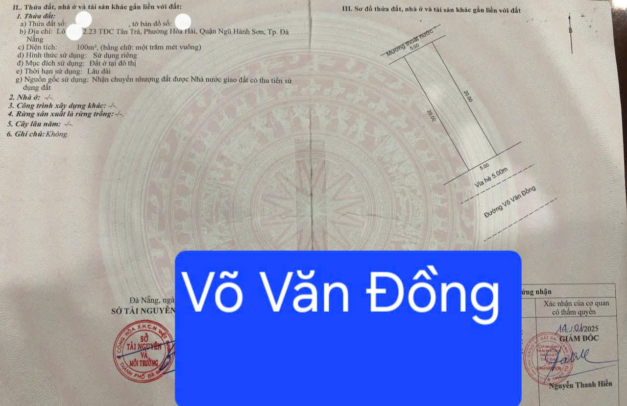  ????????Bán đất đường Võ Văn Đồng - Gần bãi tắm Tân Trà 