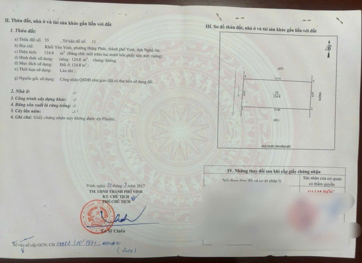  Cần bán lô đất mặt đường Yên Vinh – phường Hưng Phúc, trung tâm TP Vinh 