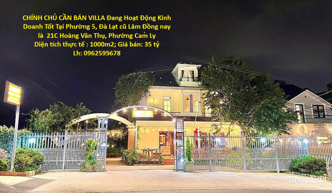  VỊ TRÍ ĐẸP – GIÁ TỐT  – CHÍNH CHỦ CẦN BÁN VILLA Đang Hoạt Động Kinh Doanh Tốt Tại Phường 5, Đà Lạt cũ 