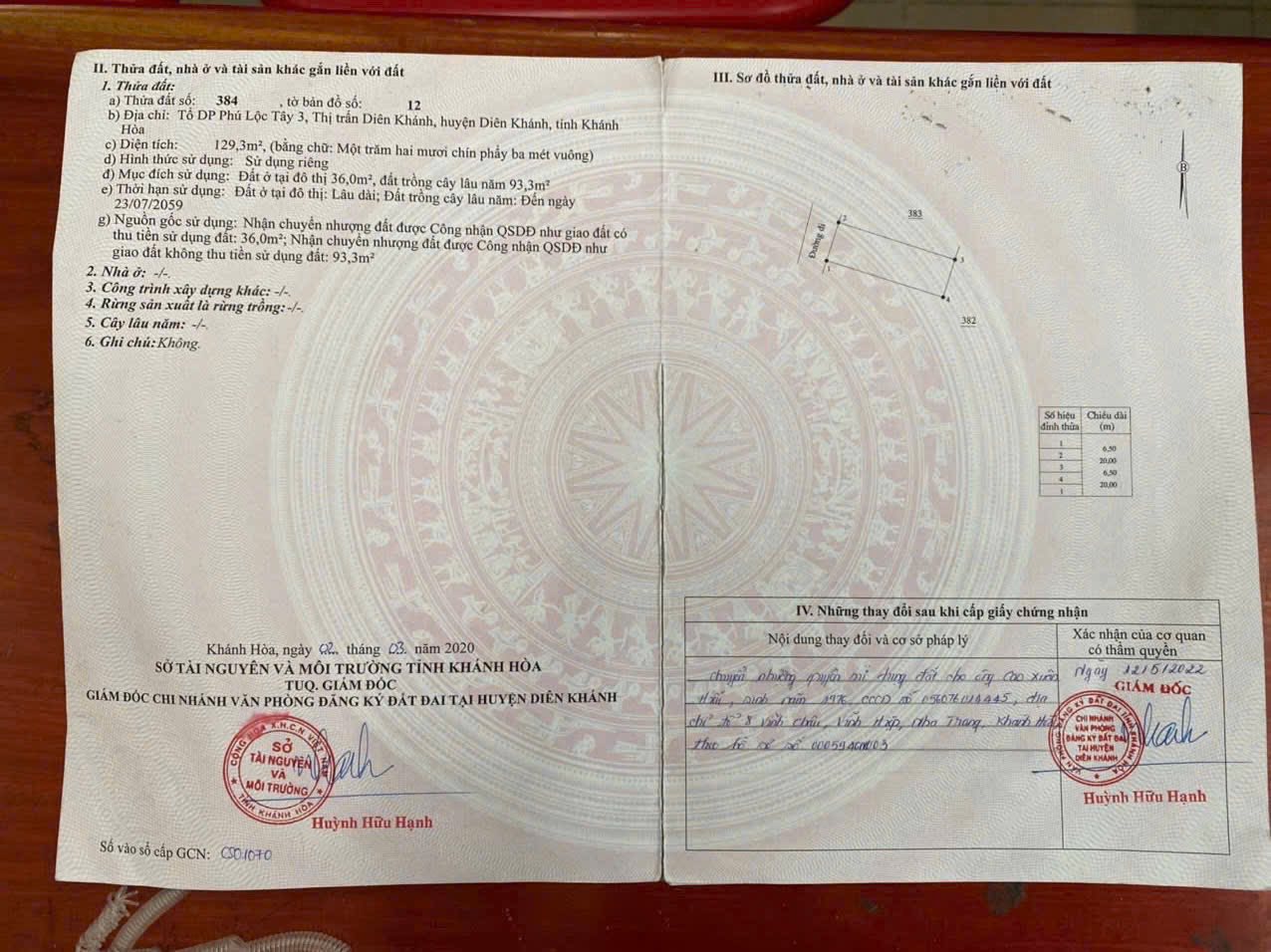  BÁN ĐẤT TẶNG BẢN THIẾT KẾ ĐÃ CÓ MÓNG SẪN THỊ TRẤN DIÊN KHÁNH 