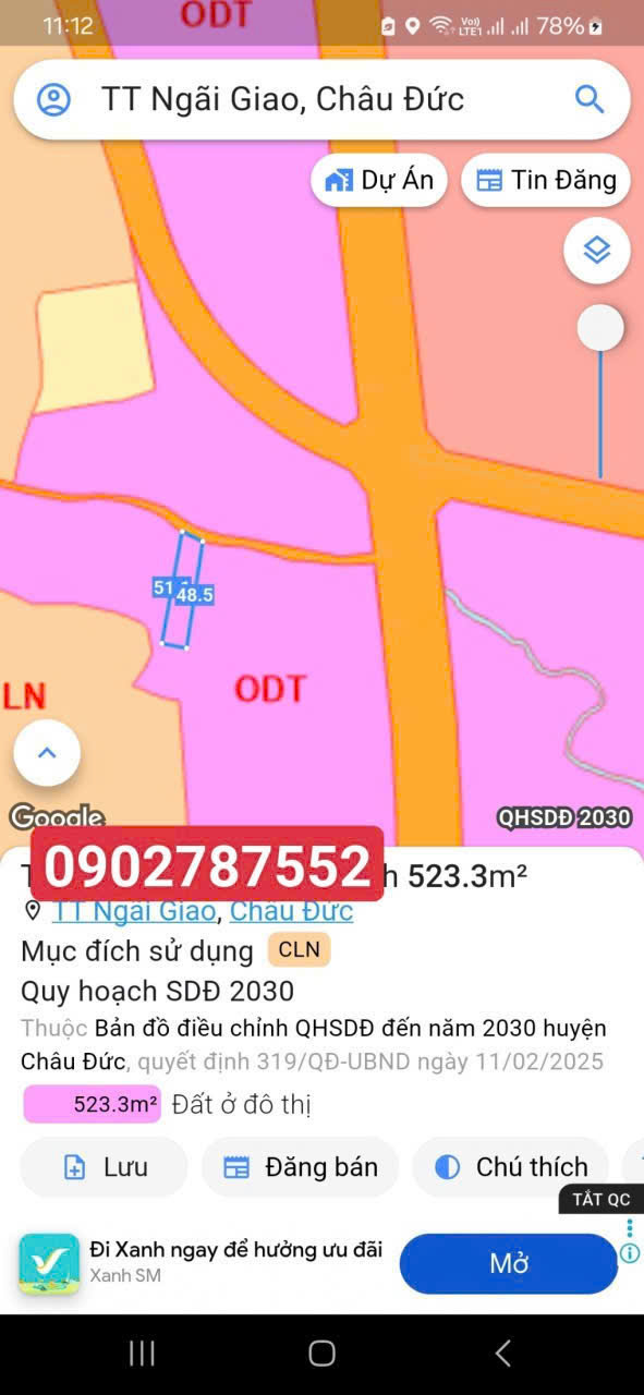  ????BÁN ĐẤT xã Ngãi Giao, TP HCM
???? Vị trí: ngay trung tâm Ngãi Giao, đường Quốc Lộ 56B. 