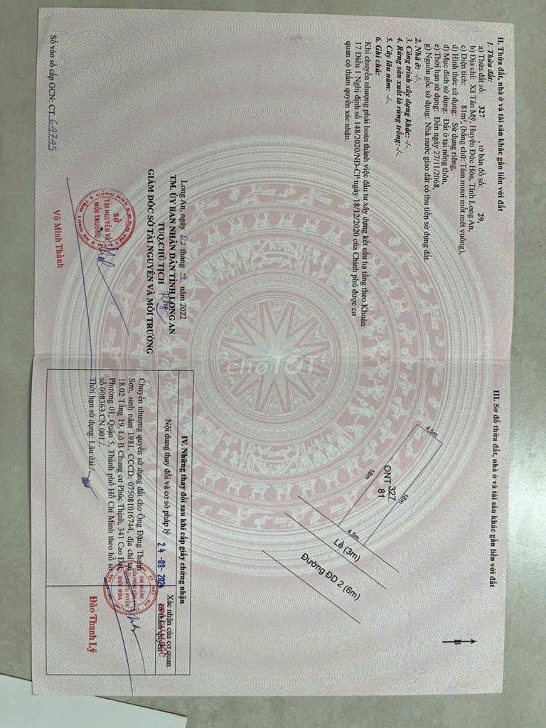  ĐẤT CHÍNH CHỦ - Cần Bán Tại Ấp 2 Xã Tân Mỹ, Huyện Đức Hòa, Long An 