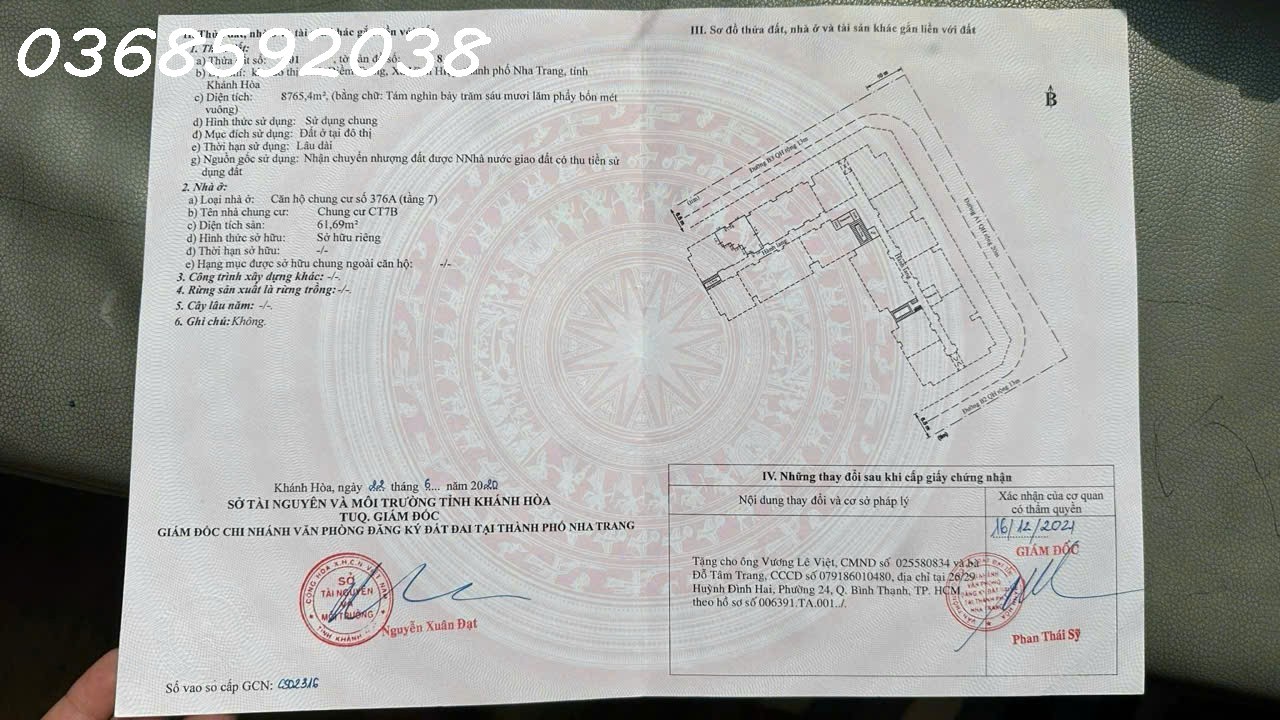  GẤP : BÁN CHUNG CƯ VĨNH ĐIÊM TRUNG NHA TRANG 