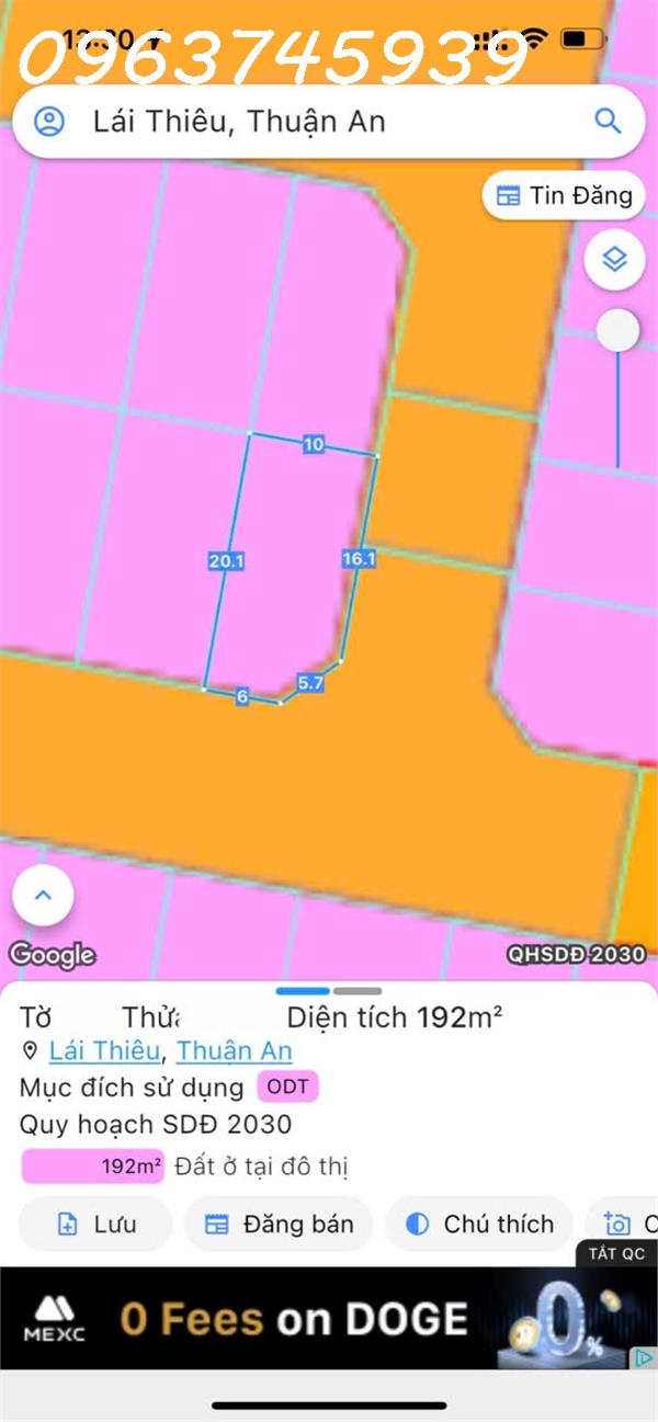  Đất hiếm 2 Mặt Tiền Khu đô thị Thuận An, Bình Dương, Ngang 10m x 20m, Thích Hợp Xây Biệt Thự/Văn Phòng, Giá 9.8 Tỷ 