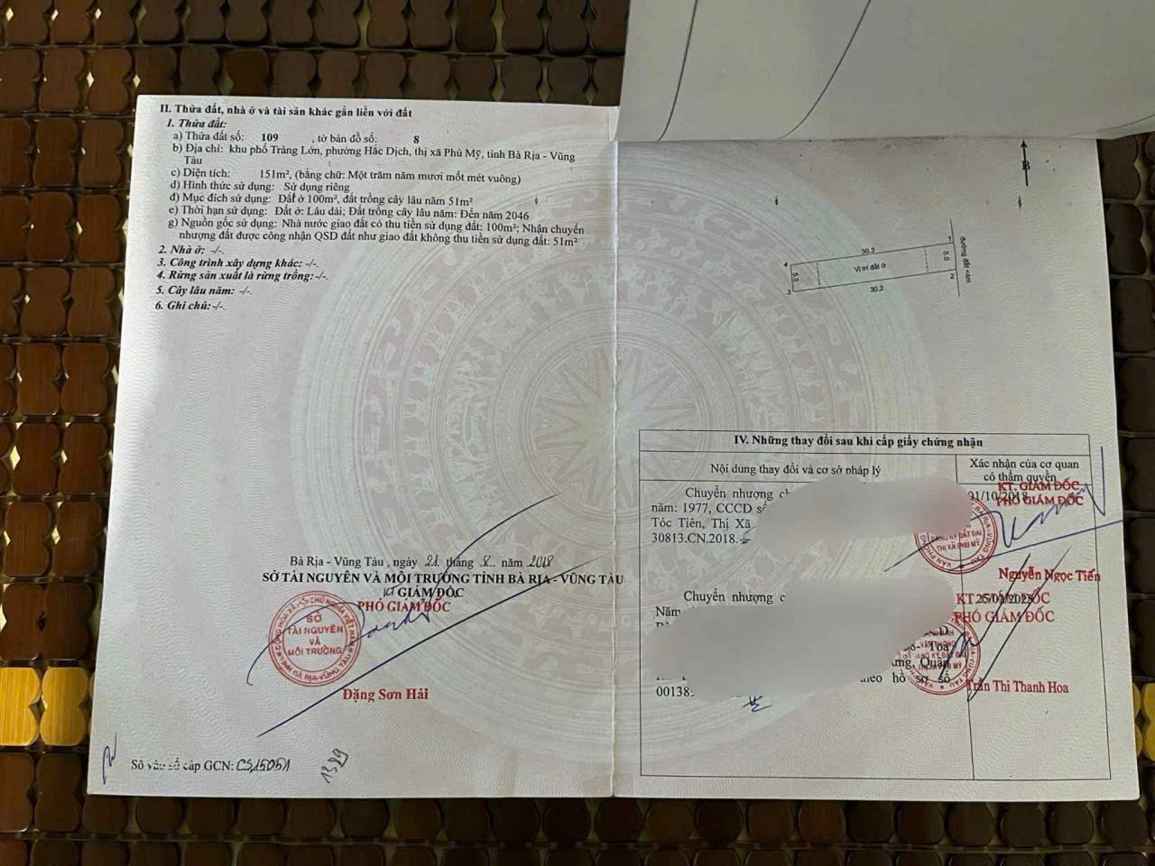  Em có 1 miếng đất ở Trảng Lớn, Hắc Dịch, gần vòng xoay 5x30 100tc muốn bán. 