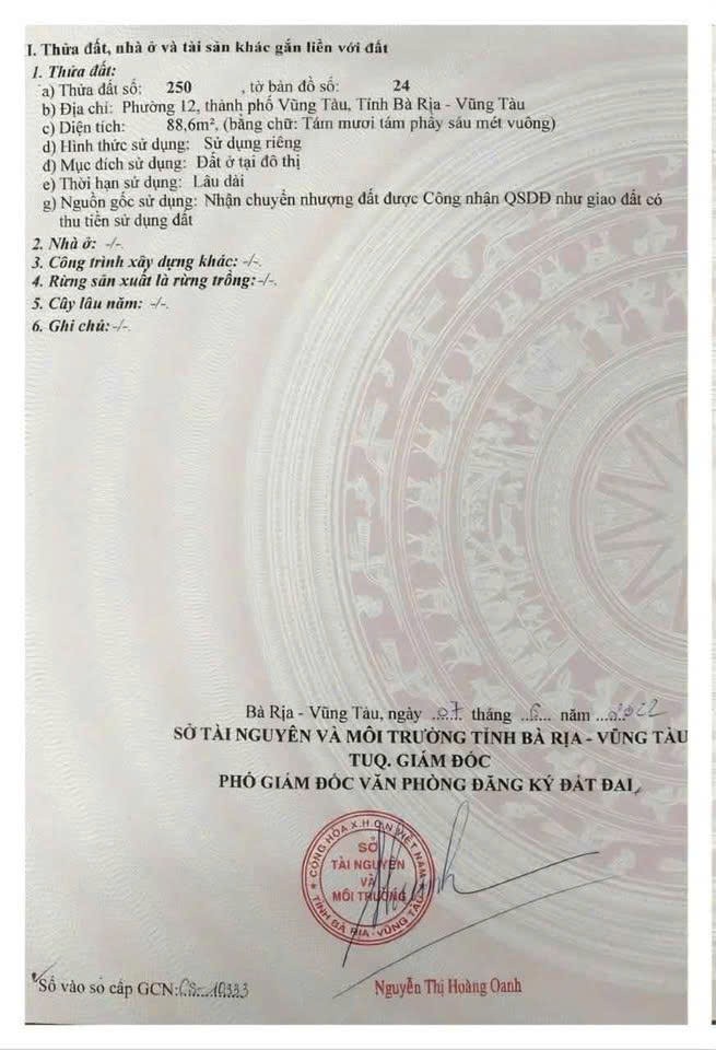  Chính Chủ Cần BÁN ĐẤT TẶNG NHÀ Địa Chỉ Phường 12, TP Vũng Tàu, Bà Rịa - Vũng Tàu 