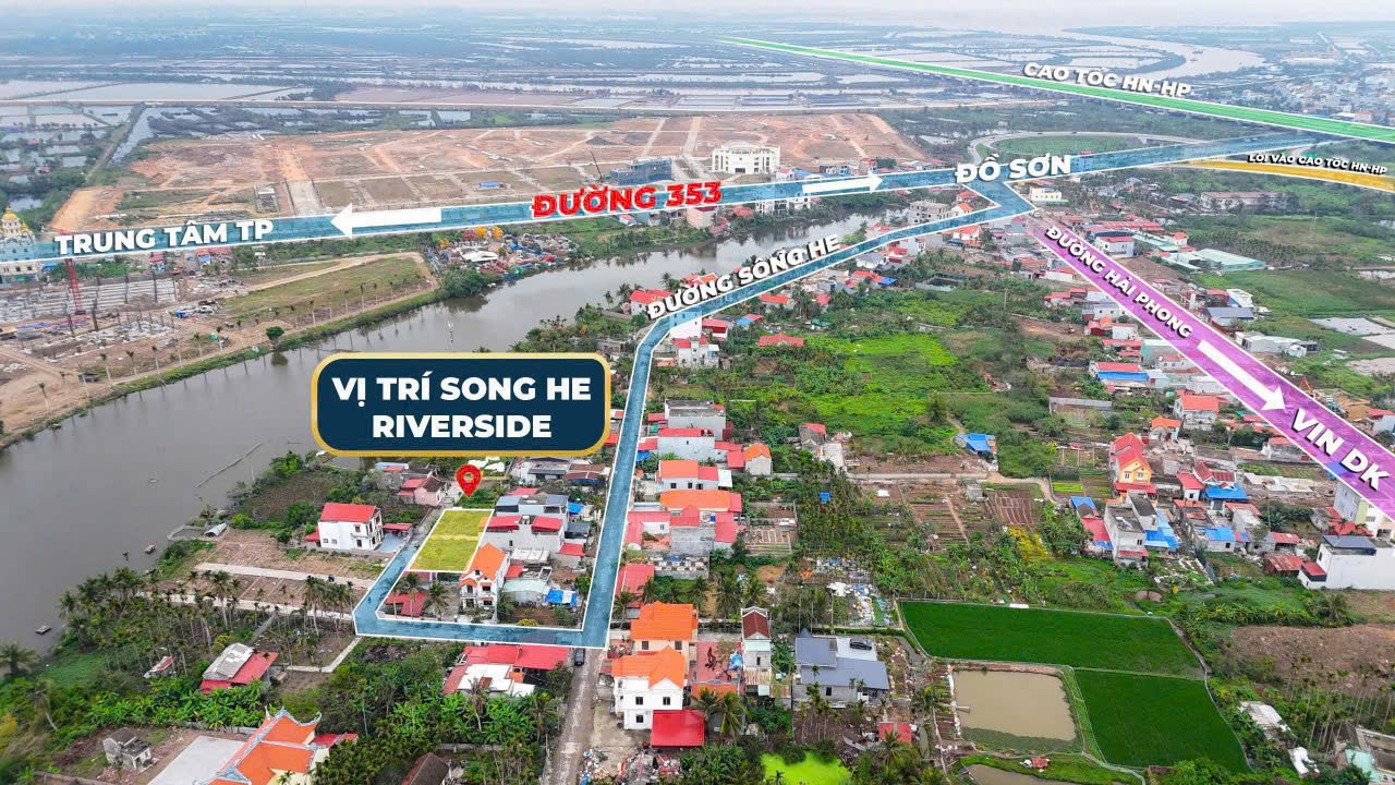  LÔ GÓC SÔNG HE RIVERSIDE – GẦN VINHOMES DƯƠNG KINH, GIÁ CHỈ 1,2XX TỶ  ZALO 0567 222 555 