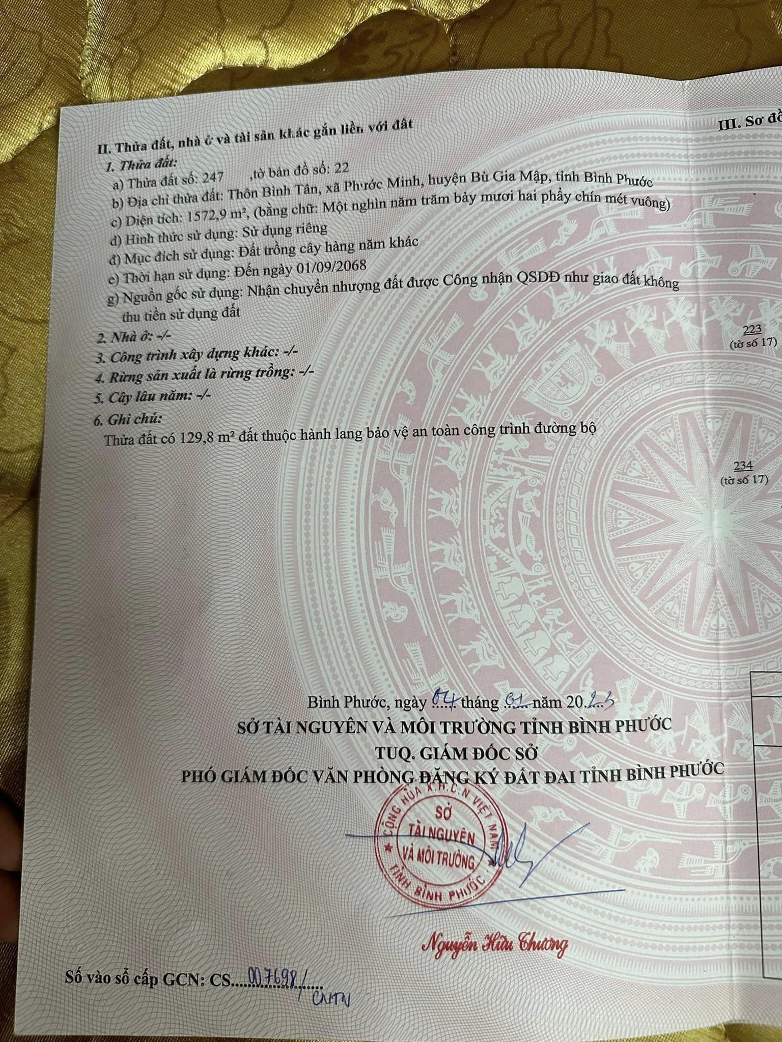  CẦN BÁN GẤP ĐẤT MẶT TIỀN ĐƯỜNG NHỰA LỚN – CÓ NHÀ CẤP 4 – GIÁ CHỈ 1,8 TỶ 
DIỆN TÍCH: 1572,9M2 