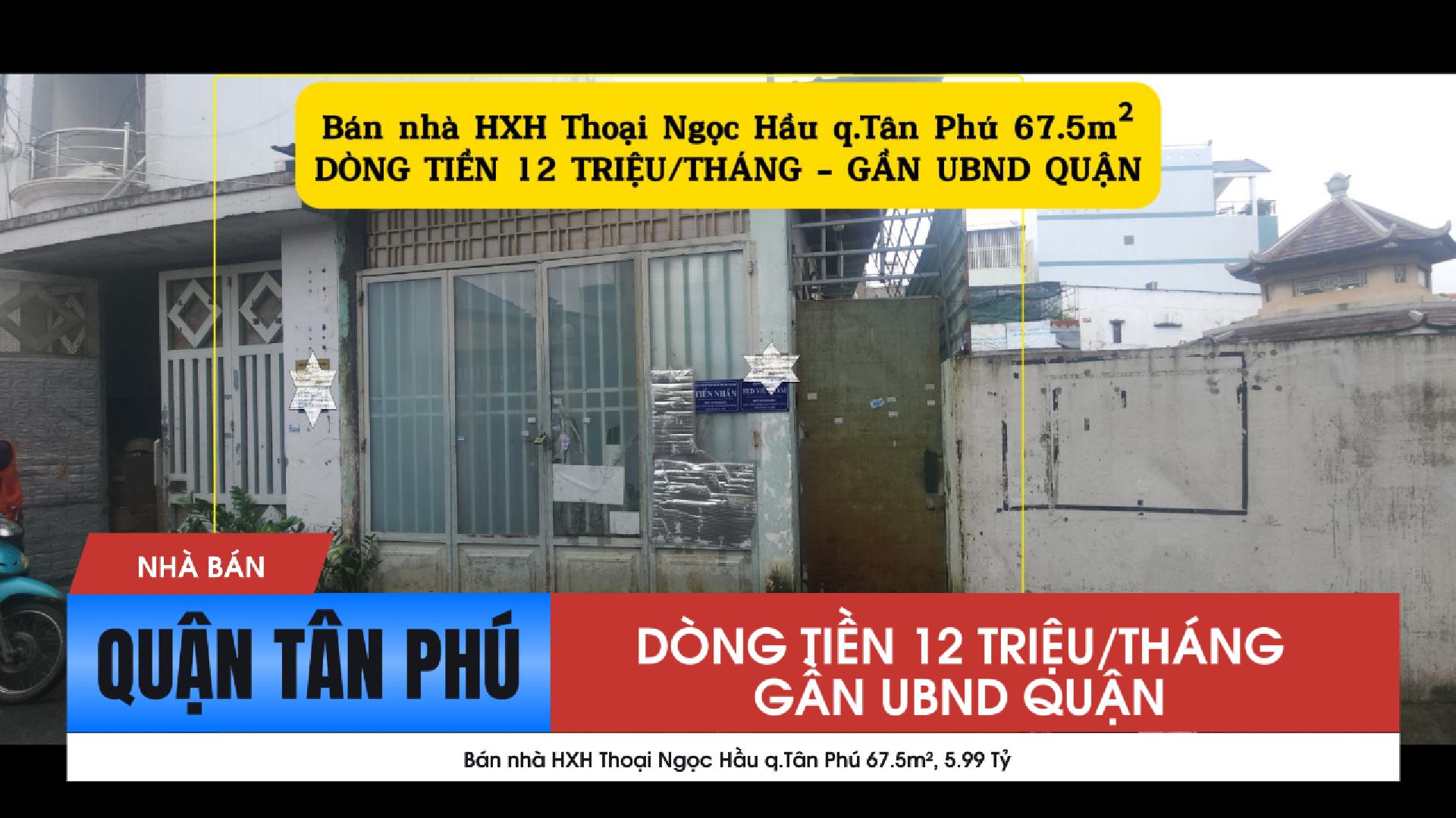  Bán nhà HXH Thoại Ngọc Hầu q.Tân Phú 67.5m², 5.99 Tỷ - DÒNG TIỀN 12TRIỆU/THÁNG 