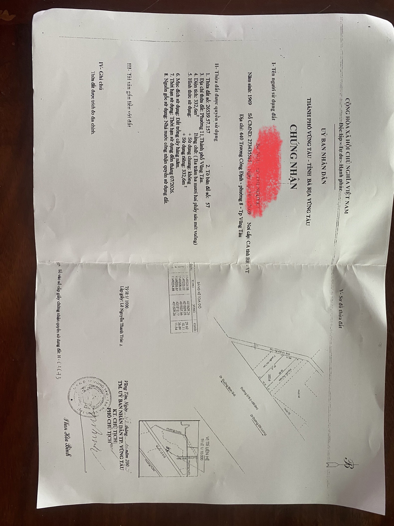  Chủ cần bán gấp lô đất mặt tiền 2/9 , đối diện gần bệnh viện mới Vũng tàu  

  -Diện tích :10 *32 tổng 332m sổ riêng. 