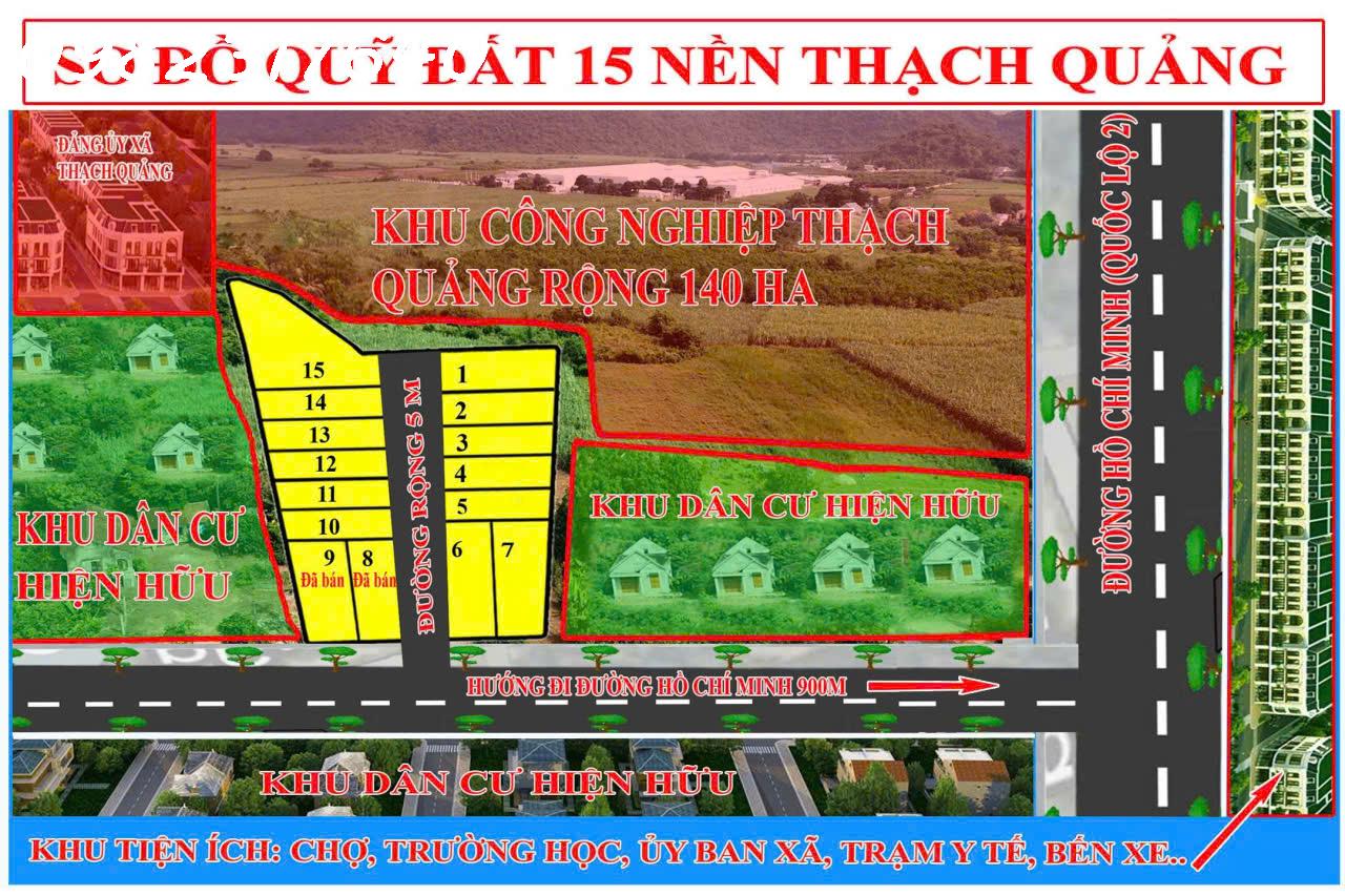  Cần tiền bán nhanh lô đất 212m2 đường mòn HCM, xã Thạch Quảng, Thanh Hóa, giá đầu tư 