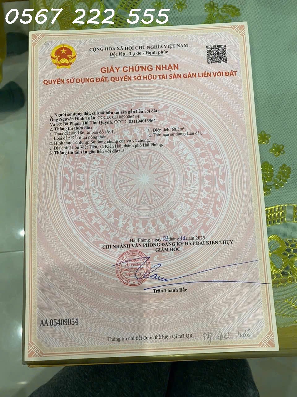  Lô đất đẹp 68,3m² – ngõ 4m, gần trục chính Việt Tiến, Kiến Thụy  ZALO 0567 222 555 