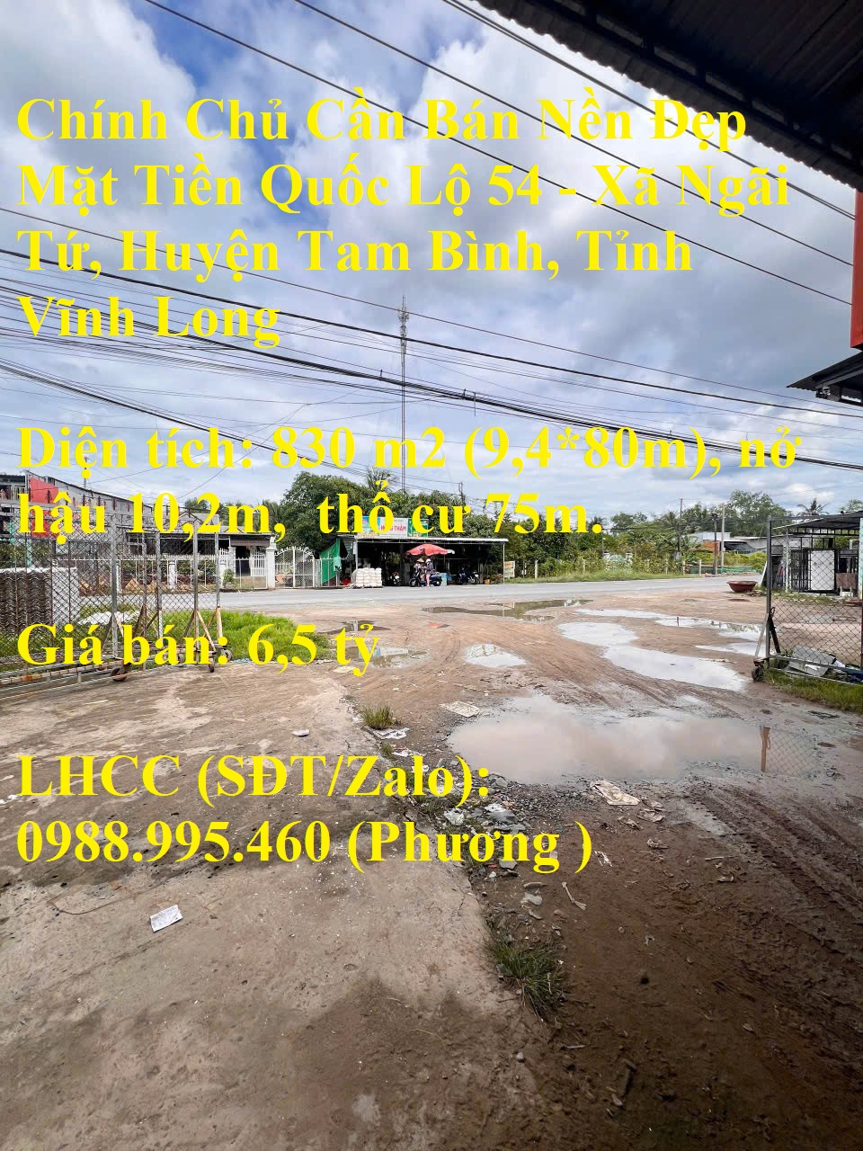  Chính Chủ Cần Bán Nền Đẹp Mặt Tiền Quốc Lộ 54 - Xã Ngãi Tứ, Huyện Tam Bình, Tỉnh Vĩnh Long 