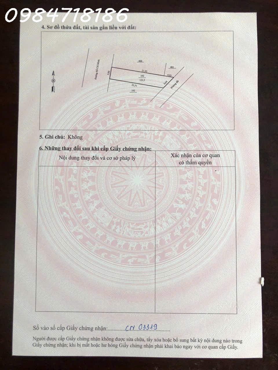  Siêu phẩm - Đất 2 mặt tiền đường Hồ Chí Minh, Thị trấn Ba Hàng Đồi, Hòa Bình, DT 121,3m2 